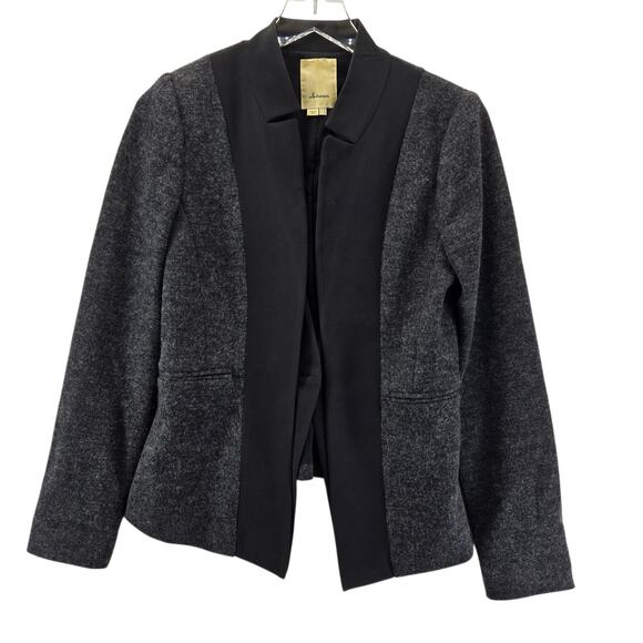 Anthropologie Elevenses Blazer Jacket Womens 8 Wool Blend Charcoal Gray Black - Picture 1 of 10